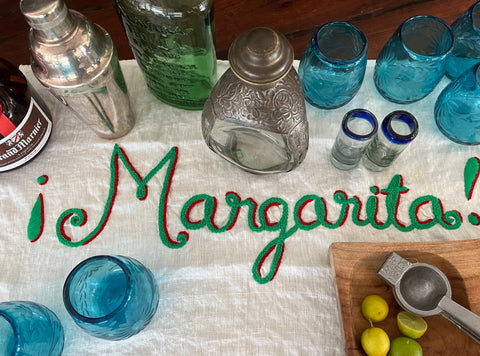 Hand Embroidered Margarita Tea Towel