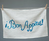 Hand Embroidered Bon Appetit Linen Tea Towel